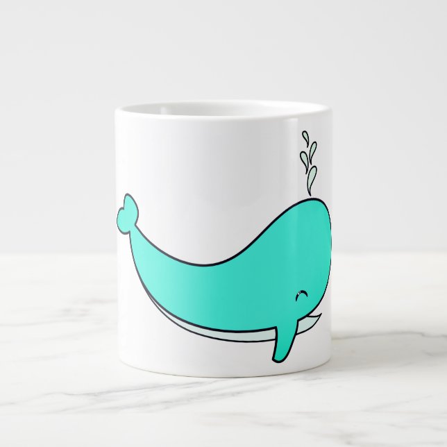 Whale, Sea, Water Large Coffee Mug (Front)
