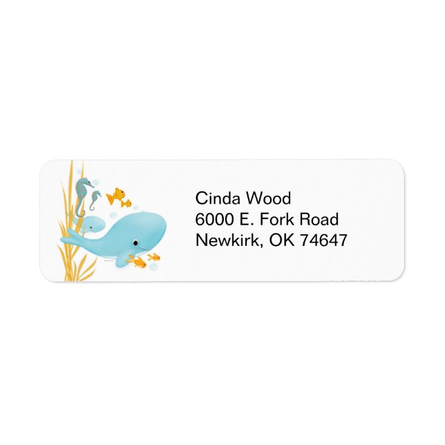 Whale & Seahorse Address Labels (Front)