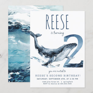 Whale Second Birthday Invitation