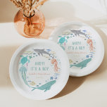 Whale Shark Boy Baby Shower Paper Plate<br><div class="desc">Under the sea " Ahoy! It's a Boy" boy baby shower paper plates.</div>
