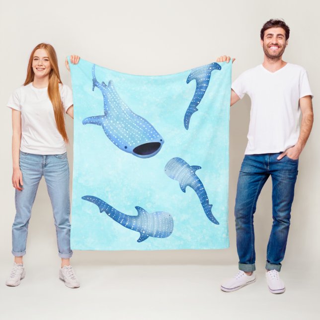 Whale Shark Fleece Blanket - Cosy Ocean Watercolor (In Situ)