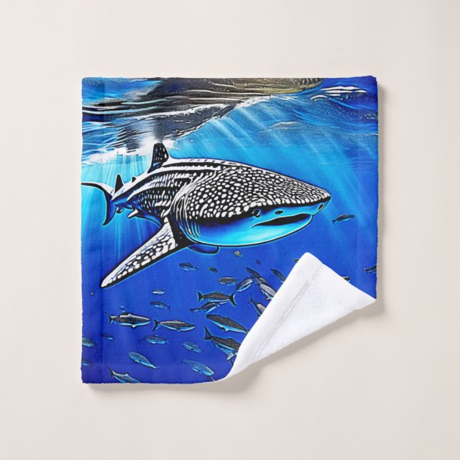 Whale Shark Majesty Design Bath Towel Set (Wash Cloth)