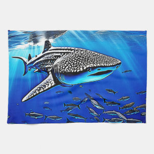 Whale Shark Majesty Design Tea Towel