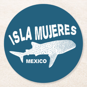Whale Shark Scuba Diving Isla Mujeres Round Paper Coaster