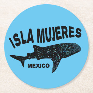 Whale Shark Scuba Diving Isla Mujeres Round Paper Coaster