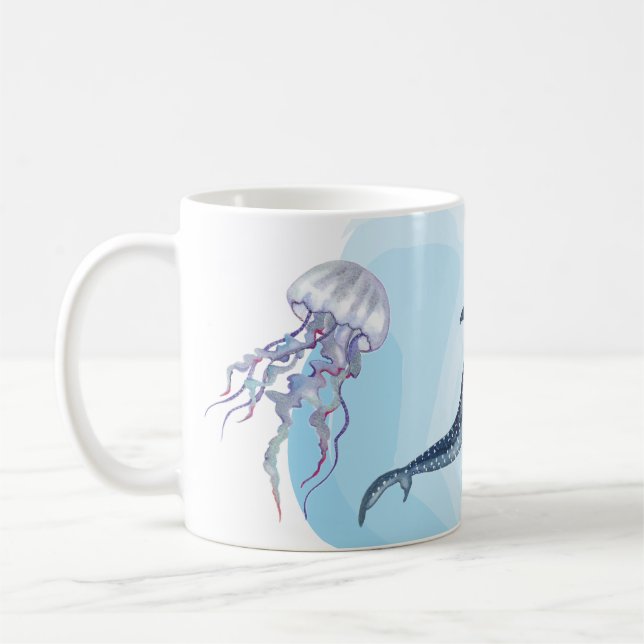 Whale Shark. Watercolor Coffee Mug (Left)