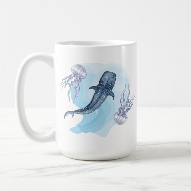 Whale Shark. Watercolor Coffee Mug (Left)