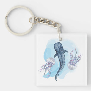 Whale Shark. Watercolor Key Ring