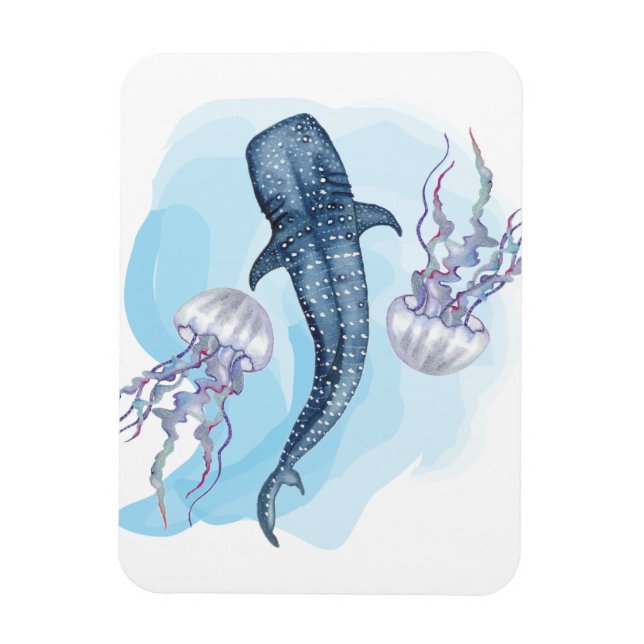 Whale shark. Watercolor Magnet (Vertical)