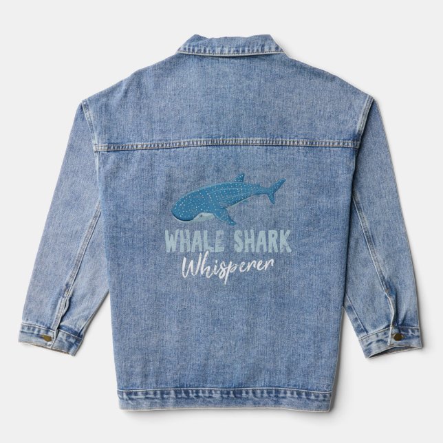 Whale Shark Whisperer Cute Whale Shark   Ocean Wat Denim Jacket (Back)