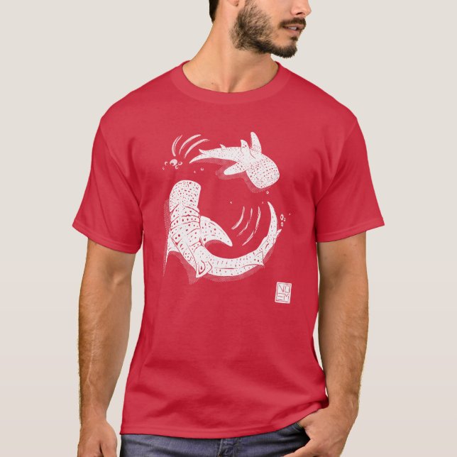 Whale Shark White Print Active friend T-Shirt (Front)