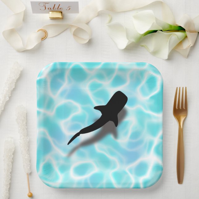 Whale Shark with Shadow Tropical Beach Paper Plate (Wedding)