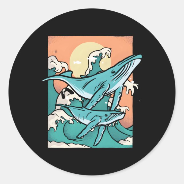 Whale Sharks Orca Beluga Whale Orcas Narwhal Classic Round Sticker (Front)