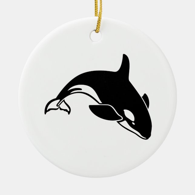 Whale Silhouette Ceramic Tree Decoration (Front)