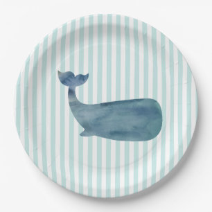 Whale Silhouette Nautical Painting Ocean Paper Plate