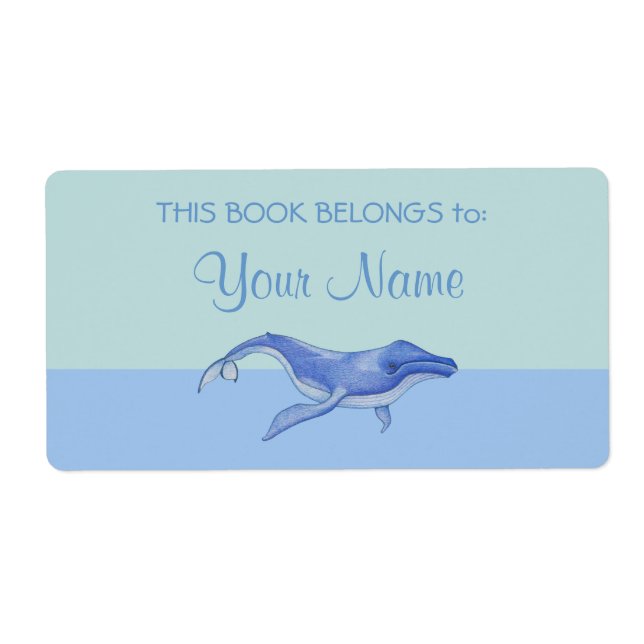 Whale solo Bookplate Sticker Label (Front)