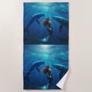 "Whale Song and Siren's Song: A Mermaid's Voyage, Beach Towel