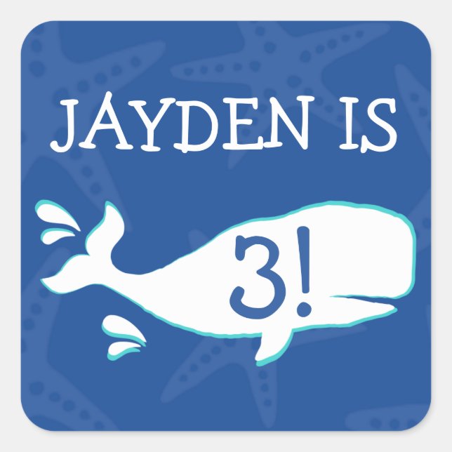 Whale Splash | Personalised Birthday Stickers (Front)