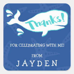 Whale Splash   Thank You Birthday Stickers