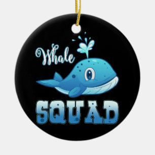 Whale Squad Cute Swim Free Sea Love Adult Toddler Ceramic Tree Decoration