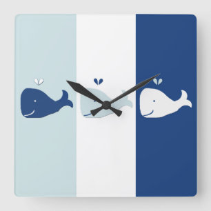 Whale Square Wall Clock