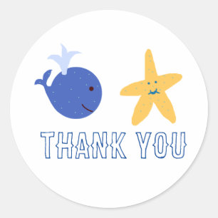 Whale Starfish Painting Thank You Stickers
