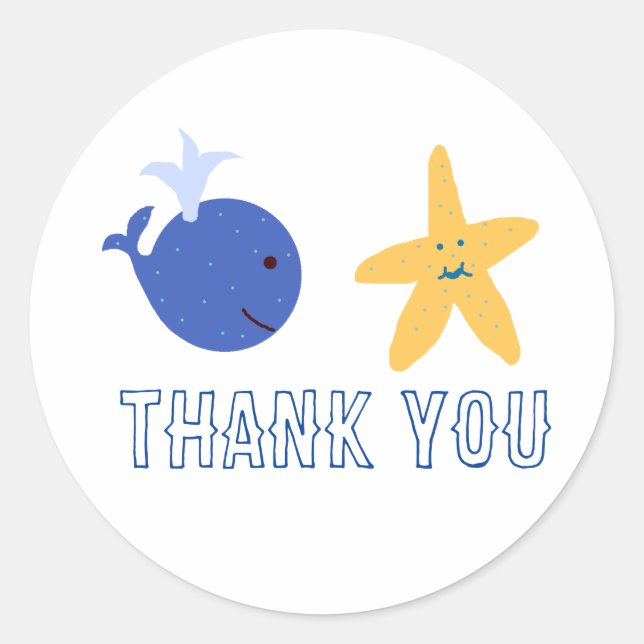 Whale Starfish Painting Thank You Stickers (Front)