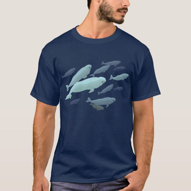 Whale T-Shirt Cute Beluga Whale Art Shirts (Front)