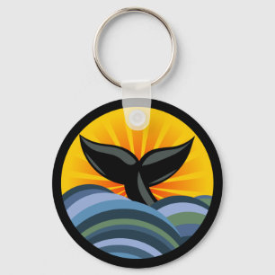 Whale Tail and Waves Keychain