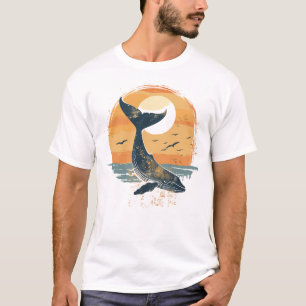 Whale Tail at Sunset – Vintage Ocean Graphic T-Shirt