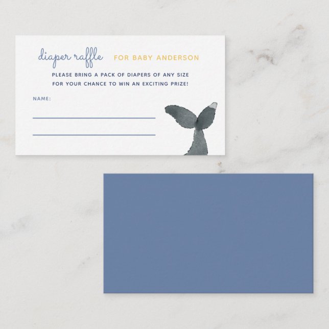 Whale Tail Baby Shower Diaper Raffle Enclosure Card (Front/Back)