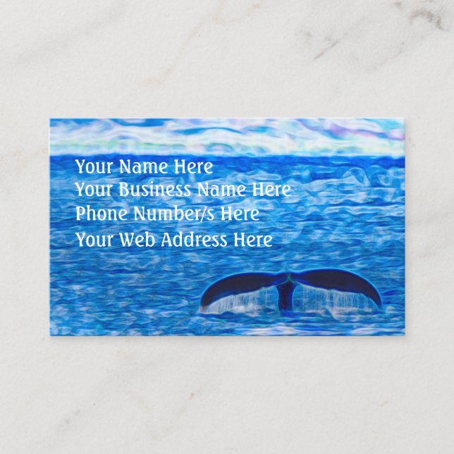 Whale Tail Blue Ocean Inspirational Optimism Business Card (Front)