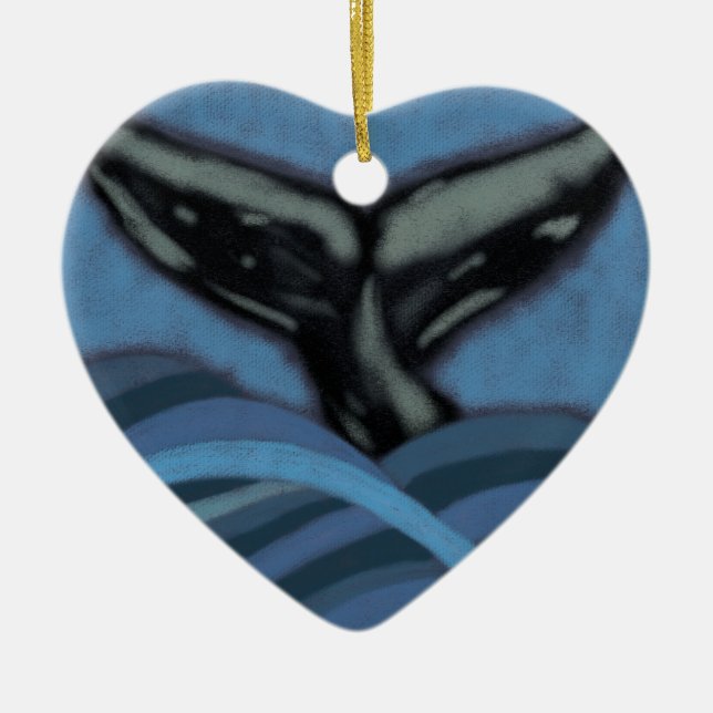 Whale Tail Chalk Drawing Ornament (Front)