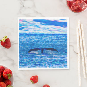 Whale Tail Deep Blue Ocean Napkin