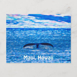 Whale Tail Fractal Blue and Pink Postcard