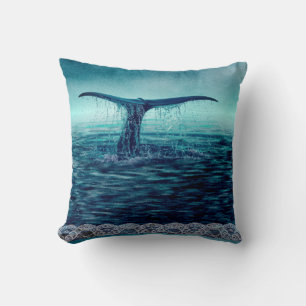 Whale Tail over Ocean Custom Cushion