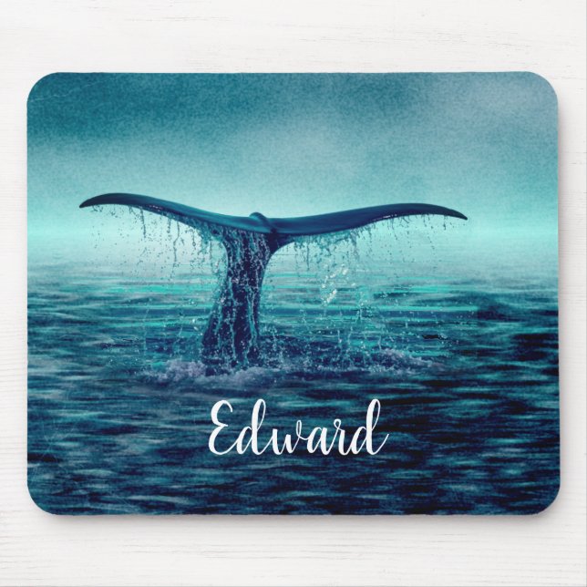 Whale Tail over Ocean Custom Mouse Mat (Front)