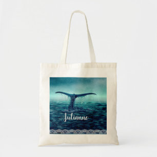 Whale Tail over Ocean Custom Tote Bag