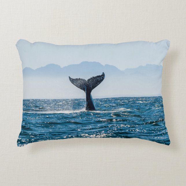 Whale Tail Seascape: Dramatic Water. Decorative Cushion (Front)