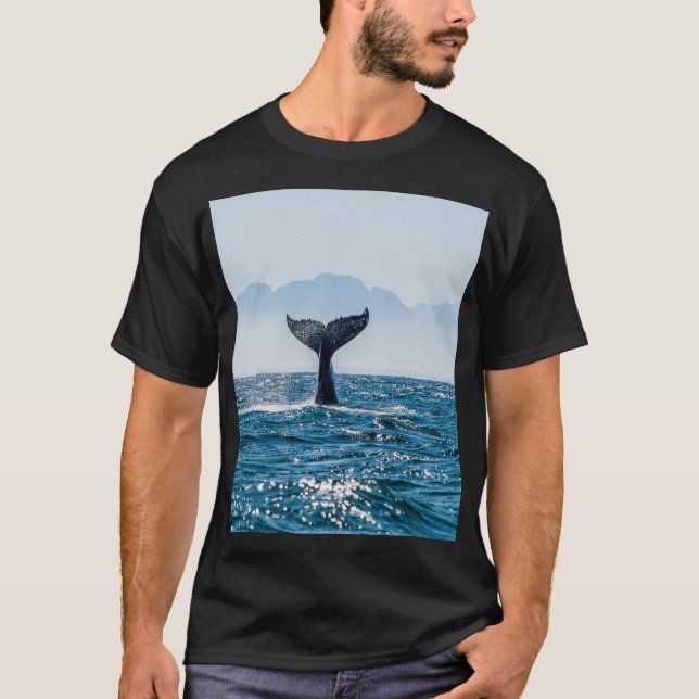 Whale Tail Seascape: Dramatic Water. T-Shirt (Front)