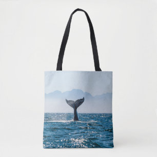 Whale Tail Seascape: Dramatic Water. Tote Bag