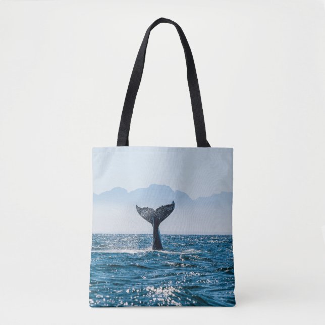 Whale Tail Seascape: Dramatic Water. Tote Bag (Front)