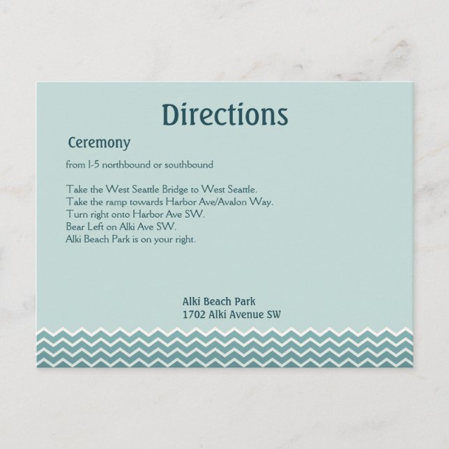 Whale Tail Wedding Directions Postcard (Front)