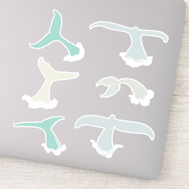 Whale Tails Blue Grey Ocean Wildlife Pack (Detail)