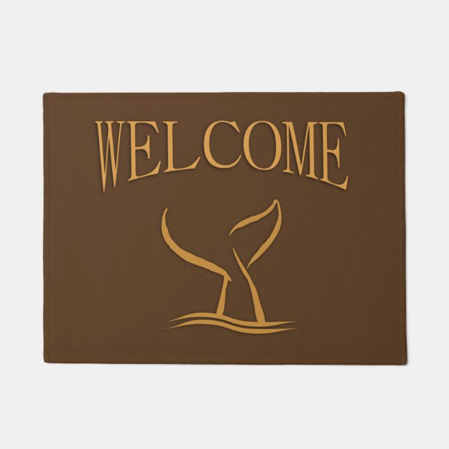 Whale Tale Brown Welcome Doormat (Front)