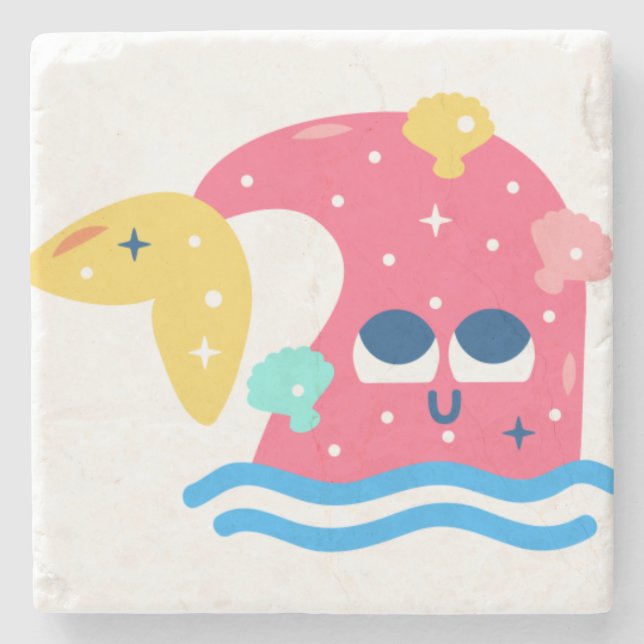 Whale tale stone coaster (Front)
