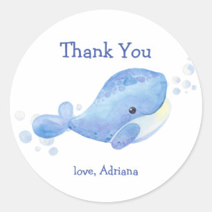 Whale Tastic Blue Birthday Classic Round Sticker