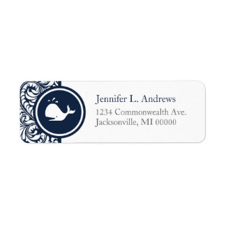 Whale Theme Navy Blue White Damask Beach Weddings
