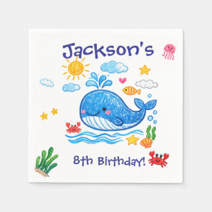 Whale Theme Summer Kids Birthday Party Napkin