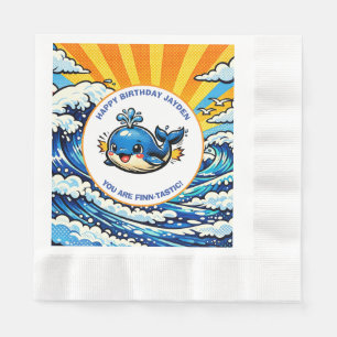 Whale Themed Nautical Boy's Birthday Party Napkin